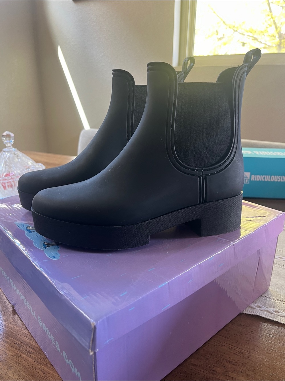 Jeffrey Campbell Black Chelsea Rain Booties